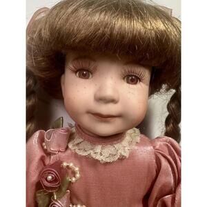 antique geppeddo porcelain doll 12.5 victorian style braided hair original dress